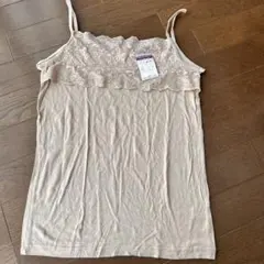 新品　レース付きキャミソール ベージュ Lサイズ　なめらかな肌ざわり