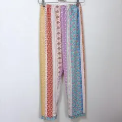 【ゲリラセール】カジュアルパンツ ボトムス パッチワーク ストライプ 花柄パンツのサムネイル