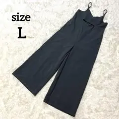 【美品】キャミソールサロペット オーバーオール ワイドパンツ ダークグレー Lのサムネイル