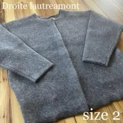 Droite lautreamont レディースラクーンノーカラーニットアウター