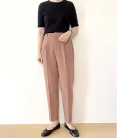 gu タックテーパードパンツ　ブラウン スラックス センタープレス　ジーユー