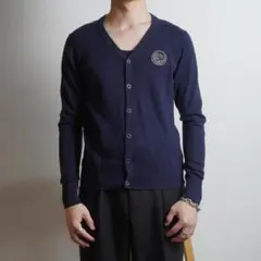 18aw DIESEL ブレイブマン刺繍ニットカーディガン ネイビー/UW385のサムネイル