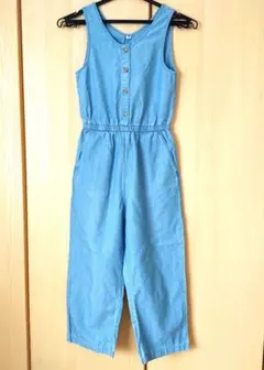 130cm ユニクロ サロペット シャンブレー 水色 薄手 女の子