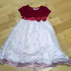 ドレス！フローラル刺繍ドレス 赤白