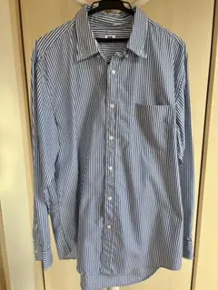 UNIQLO ストライプボタンダウンシャツ/ホワイト/ブルー/XL