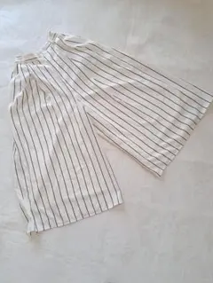 GU ストライプ ワイドパンツ ホワイト Sサイズ
