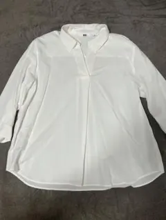UNIQLO スキッパーブラウス ホワイト 七分袖