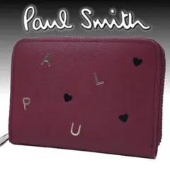 ポールスミス コインケース 小銭入れ財布濃い赤PSレターズシリーズラウンドジップ