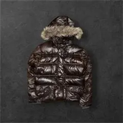 old uniqlo ダウンジャケット　y2k ファー　短丈　お兄系　光沢