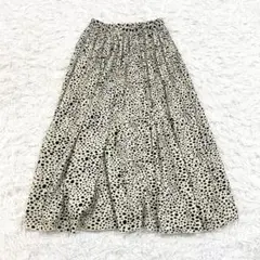 ワンウェイ one way ロングフレアスカート M ギャザー ドット柄系 総柄