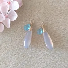 ◆14Kgf グレーオニキスとブルーアパタイトのチャーム