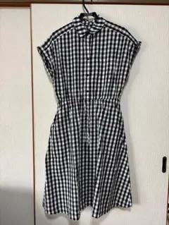 チェック柄 シャツワンピース 半袖