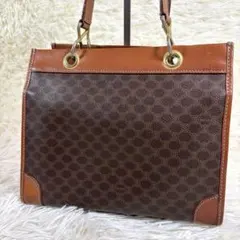 【大人気✨】CELINE セリーヌ マカダム柄 スクエア　ハンドバッグ レザー