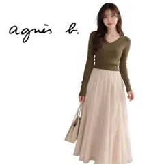 agnes b. Vネック コットンニット カーキのサムネイル