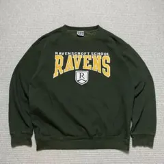 90s カレッジスウェット グリーン レイヴンズ ビッグロゴ USA古着