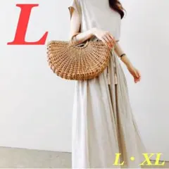 【新品】シンプルで可愛く使いやすい ロング マキシワンピース　ベージュ　Lサイズ