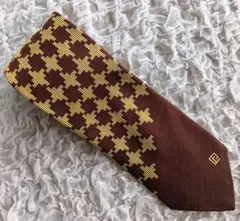 値下　ベルサーチ　千鳥柄 ネクタイ　ブラウン/ゴールド