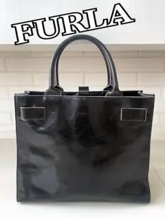 フルラ トートバッグ　ハンドバッグ　レザー　ブラック 自立