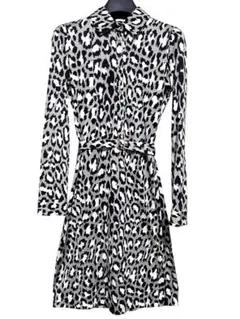 ダイアンフォンファステンバーグ　シルク100 レオパードシャツワンピース　M