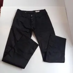 H&M　ブラックワイドパンツ　光沢あり　サイズ33×34　バックダブルポケット