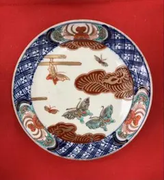 時代物 古伊万里 色絵金彩 花鳥図 蛸唐草 吉祥文様皿 入手困難 WWTT429