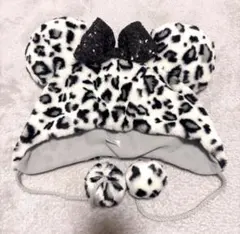 ディズニー ファンキャップ ミニー ヒョウ柄 ホワイト