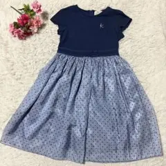 KUMIKYOKU 組曲　ドレスワンピース　150cm ドット　シフォンネイビー