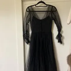 SNIDELシースルー黒長袖ワンピース