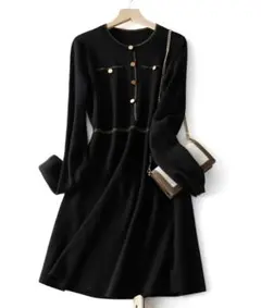 MAISON DE THERESE ニットワンピース ブラック