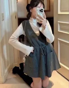 GRL リボンベルト付きVネックニットベスト