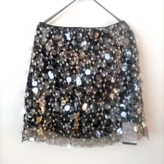 ANASTASIA スパンコール ミニスカート M ブラック チュール パーティ