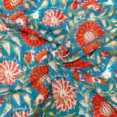 【長尺OK/商用可】インド産ハンドブロックプリント生地 NHB003A