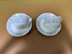 青と白の花柄カップとソーサーセット　ノリタケ