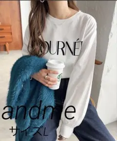 新品未使用タグ付　andme フロッキーロゴプリント長袖Tシャツ　サイズL