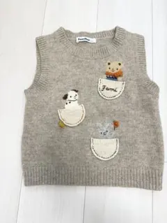 familiar ベージュ刺繍ベスト 110