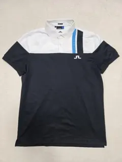 J.LINDEBERG/ゴルフ ポロシャツ【ホワイト/ブラック/XL】新品！ ストレッチ カラーブロックバックブリッジ半袖ポロシャツ(半袖シャツ