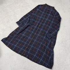 UNIQLO ネイビー チェック シャツワンピース L