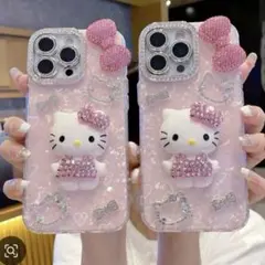 iPhone16ケース スマホケース キティ デコ キラキラ ラインストーン