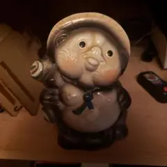 昭和レトロ 陶器製 狸の置物 貯金箱のサムネイル