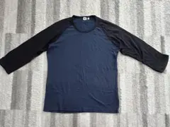 【UNIQLO】 ネイビー/ブラック 七分袖カットソー　XLサイズ