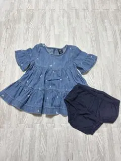 GAP ベビー デニムワンピース ブルマ セット 0-3ヶ月のサムネイル