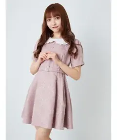 Ank Rouge パールバックルベルトジャガードワンピース ピンク 量産型
