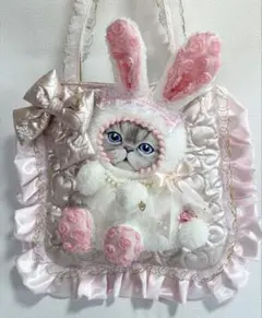 さ*ら様 コヤンイサムチョン　ハンドメイド　うさちゃんフリルフラットバッグ　ルミ