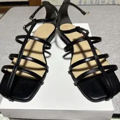 【SHIPS 】ストラップサンダル ブラック サイズ37
