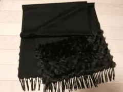 ほぼ新品　FENDI/フェンディ カシミヤ100%ファー付き大判ストールブラック