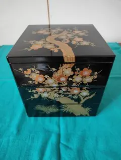 【昭和時代】三段重箱 黒塗 松竹梅蒔絵