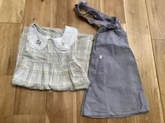 ベージュ系チェック ジャンバースカート 120cm