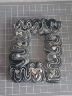 ハンドメイド ホイップデコ サブカル トレカケース グレー 黒 シルバー