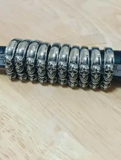 【10個まとめ】ゴツいスカルリング ドクロ 925刻印シルバー調 メンズアクセ