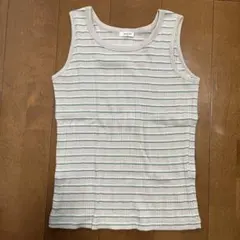 タンクトップ〖M〗グレー グリーンボーダーのサムネイル